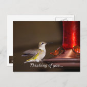 ルビーを使ったハミングバード考えるの女性像 ポストカード (正面/裏面)