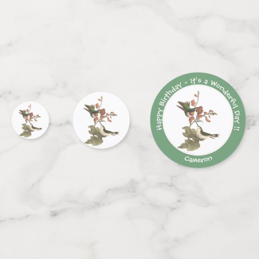 ルビーを使ったハミングバード、誕生日またはその他のパーティー コンフェッティ (正面)