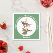 ルビーを使ったハミングバード、誕生日またはその他のパーティー スタンダードカクテルナプキン (インサイチュ)