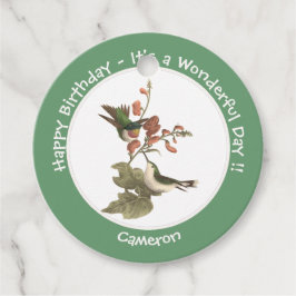 ルビーを使ったハミングバード、誕生日またはその他のパーティー フェイバータグ