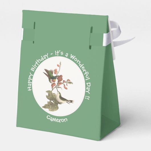 ルビーを使ったハミングバード、誕生日またはその他のパーティー フェイバーボックス (裏面サイド)