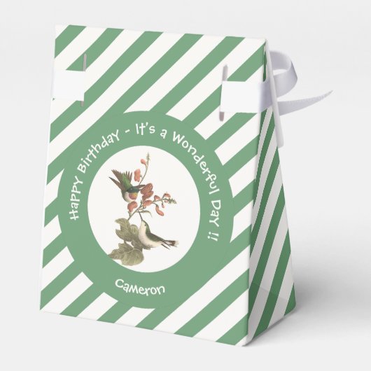 ルビーを使ったハミングバード、誕生日またはその他のパーティー フェイバーボックス (裏面サイド)