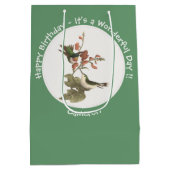 ルビーを使ったハミングバード、誕生日またはその他のパーティー ミディアムペーパーバッグ (裏面)