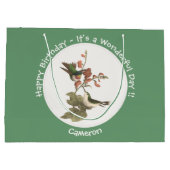 ルビーを使ったハミングバード、誕生日またはその他のパーティー ラージペーパーバッグ (裏面)