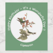 ルビーを使ったハミングバード、誕生日またはその他のパーティー ワインラベル (シングルラベル)