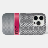 ルビーエレガントレッドとシルバーフェイクメタル Case-Mate iPhoneケース (裏面 (横))