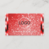 ルビーエレガントレッドグリッター発光星とロゴ 名刺 (正面)