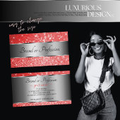 ルビーエレガントレッドグリッター銀発光スター 名刺