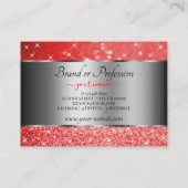 ルビーエレガントレッドグリッター銀発光スター 名刺 (裏面)