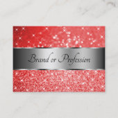 ルビーエレガントレッドグリッター銀発光スター 名刺 (正面)