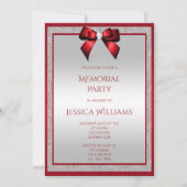 ルビーエレガントレッドシルバーグリッターメモリアルパーティー 招待状 (正面)