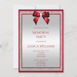 ルビーエレガントレッドシルバーグリッターメモリアルパーティー 招待状