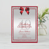 ルビーエレガントレッドシルバーグリッター40th誕生日 招待状 (スタンド正面)