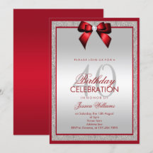 ルビーエレガントレッドシルバーグリッター40th誕生日