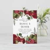 ルビーエレガントレッドプオーニーウェディングシャワー 招待状 (スタンド正面)