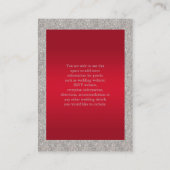ルビーエレガントレッド、シルバーグリッターの結婚詳細 エンクロージャーカード (裏面)