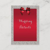 ルビーエレガントレッド、シルバーグリッターの結婚詳細 エンクロージャーカード (正面)