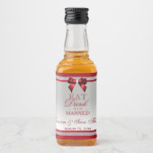 ルビーエレガントレッド&シルバーグリッタース結婚ミニ リキュールボトルラベル (正面)