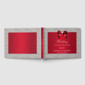 ルビーエレガントレッド、シルバーグリッター結婚ズ ゲストブック (全面)
