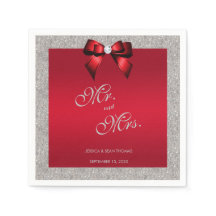 ルビーエレガントレッド、シルバーグリッター結婚ズ