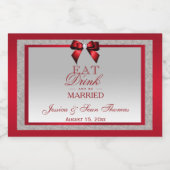 ルビーエレガントレッド&シルバーグリッター結婚ズ スパークリングワインラベル (シングルラベル)