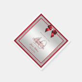 ルビーエレガントレッド&シルバーグリッター40th誕生日 スタンダードカクテルナプキン (角)