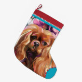 ルビーカバリエクリスマスストッキングレッドターコイズ ラージクリスマスストッキング (正面 (吊り時))