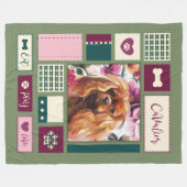 ルビーカバリエ毛布 |大 |グリーンピンク フリースブランケット (正面(横))