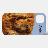 ルビーカヴァリエキングチャールズスパニエル犬パピードッグブルー Case-Mate iPhoneケース (裏面 (横))
