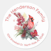 ルビーカーディナル クリスマス 返信先住所 ラウンドシール (正面)