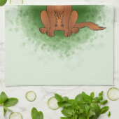 ルビーキャリバリーキングチャールズスパニエル犬ドッグオングリーン キッチンタオル (折り畳み)