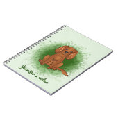 ルビーキャリバリーキングチャールズスパニエル犬ドッグオングリーン ノートブック (左側)