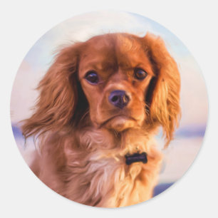 ルビーキャリバリーキングチャールズスパニエル犬ドッグ ラウンドシール