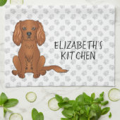 ルビーキャリバリーキングチャールズスパニエル犬ドッグ&文字 キッチンタオル (折り畳み)