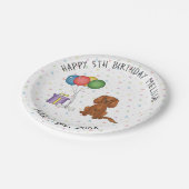 ルビーキャリバリーキングチャールズスパニエル犬ドッグ – 誕生日 ペーパープレート (アングル)