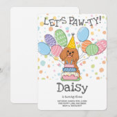 ルビーキャリバリーキングチャールズスパニエル犬バースデーパーティー 招待状 (正面/裏面)