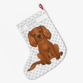 ルビーキャリバリーキングチャールズスパニエル犬&名前 ラージクリスマスストッキング (裏面 (吊り時))