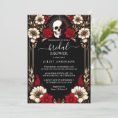 ルビークラレットホワイトハートレッドブラックブライダルシャワー 招待状 (スタンド正面)