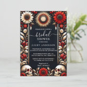 ルビークラレットホワイトハートレッドブラックブライダルシャワー 招待状 (スタンド正面)