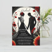 ルビークレレット ホワイトハート レッド ブラック ブライダルシャワー 招待状 (スタンド正面)