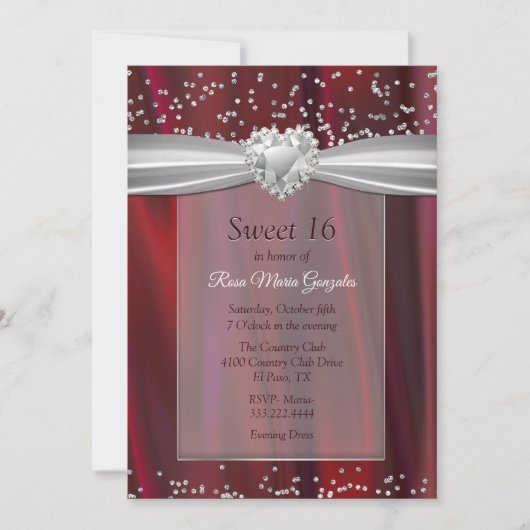 ルビーサテンとダイアモンズスウィート16 招待状 (正面)