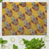 ルビーザクロハートレッドバードハムザ キッチンタオル (折り畳み)