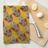 ルビーザクロハートレッドバードハムザ キッチンタオル (四つ折り)