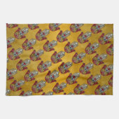 ルビーザクロハートレッドバードハムザ キッチンタオル (横)