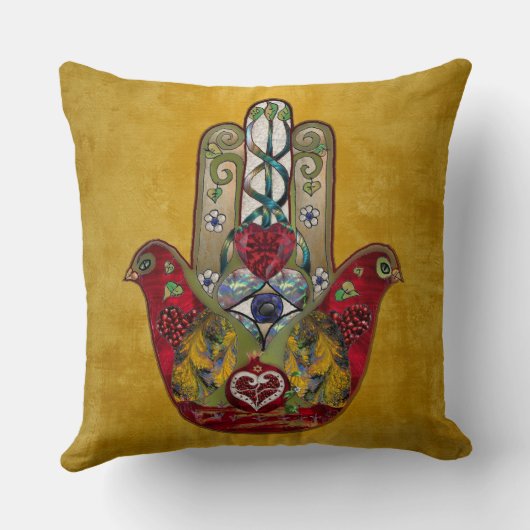 ルビーザクロハートレッドバードハムザ クッション (裏面)