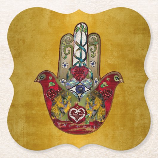 ルビーザクロハートレッドバードハムザ ペーパーコースター (正面)