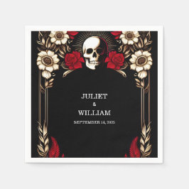 ルビーシッククラレット白ハートレッド結婚ブラック スタンダードカクテルナプキン