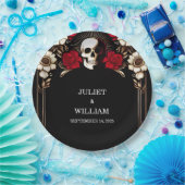 ルビーシッククラレット白ハートレッド結婚ブラック ペーパープレート (パーティー)