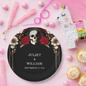 ルビーシッククラレット白ハートレッド結婚ブラック ペーパープレート (パーティー)