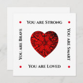 ルビーシンプル赤いハートバレンタインフラットホリデーカード シーズンカード (正面/裏面)